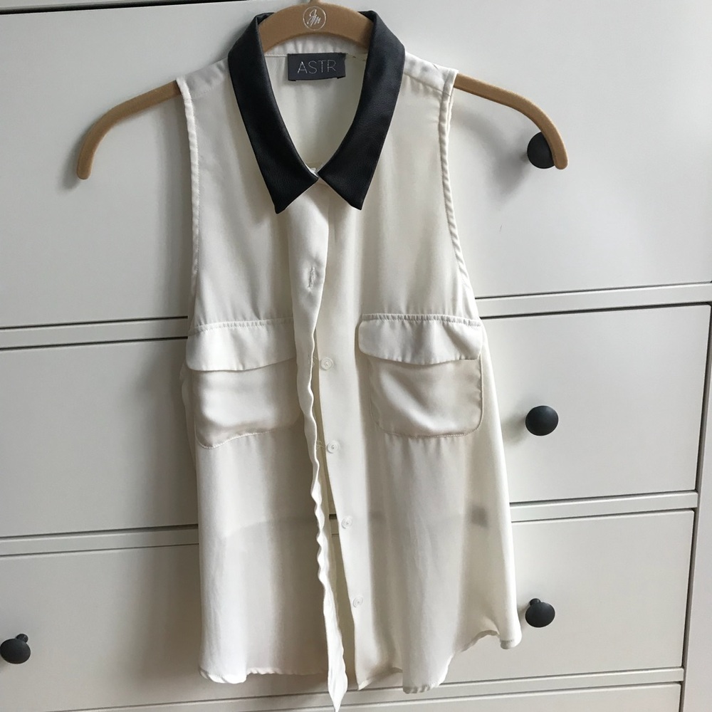 ASTR Tank with Faux Leather Collar